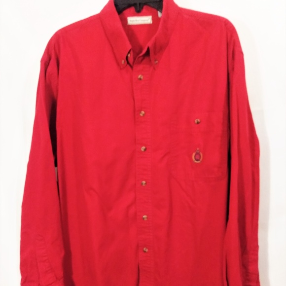 Men's Bugle Boy Co.100% Cotton Red Button Front - Picture 1 of 5